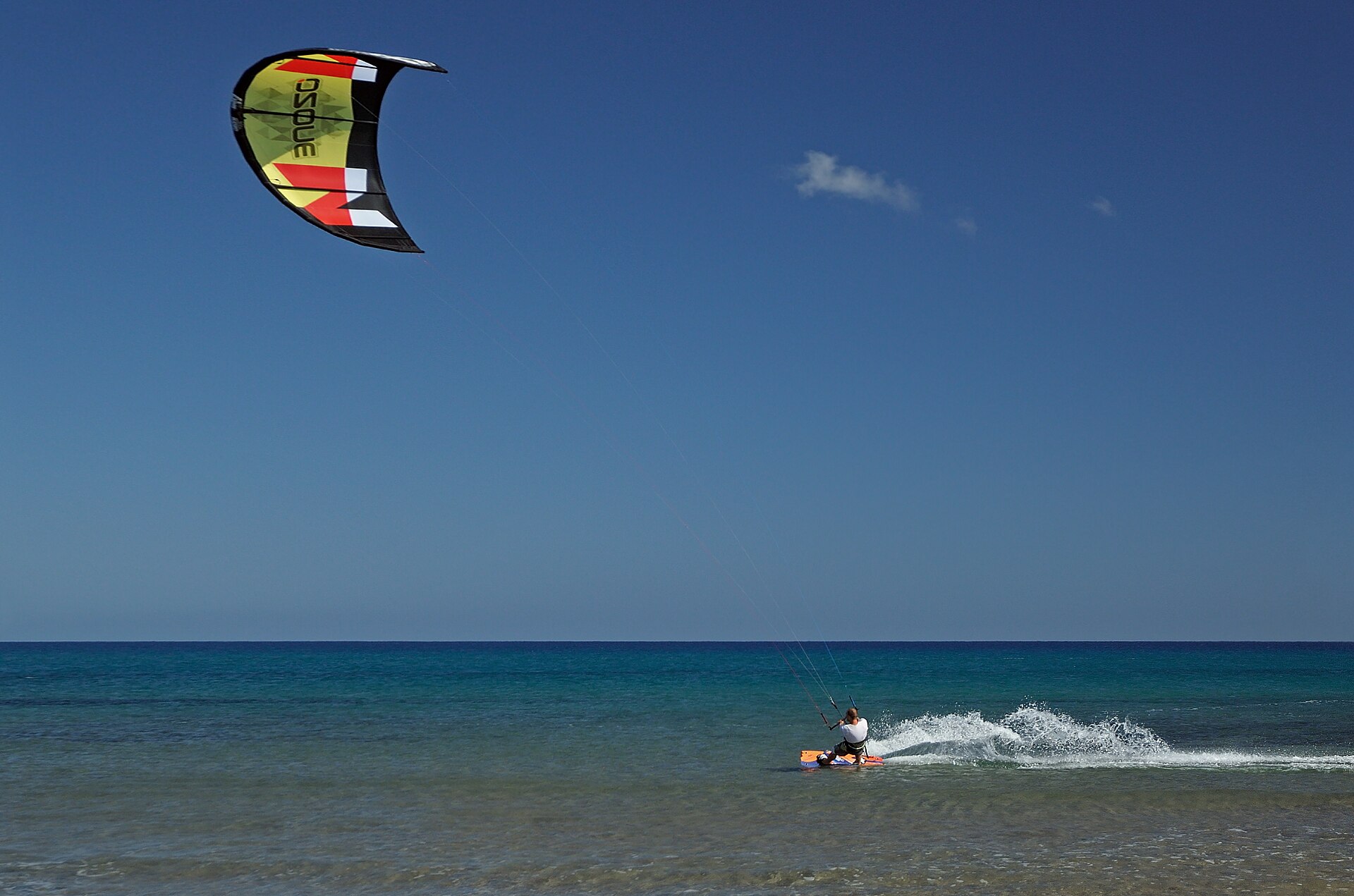 Kitesurfing near Prasonisi. Rhodes, Greece